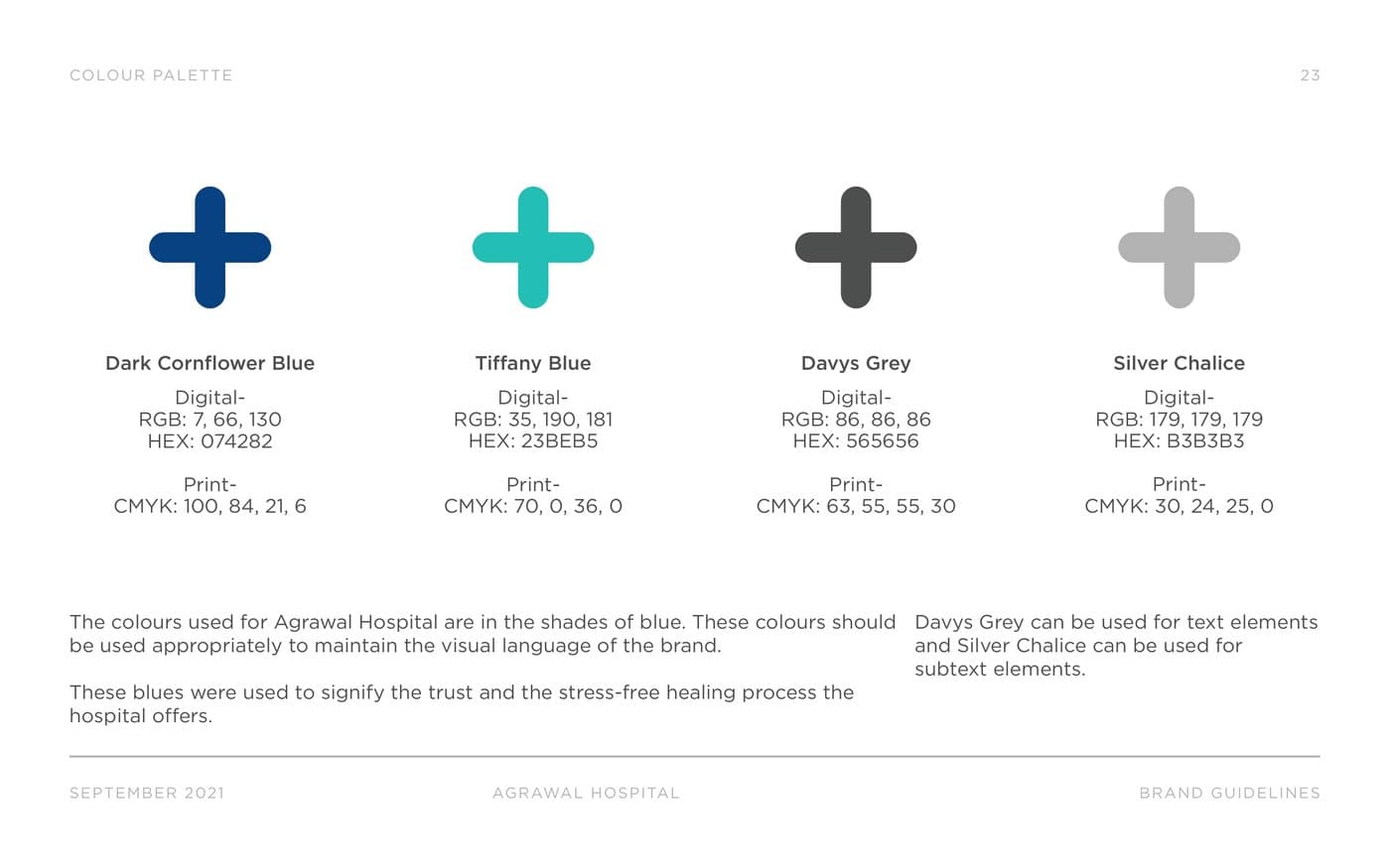 Brand color palette with primary and secondary values