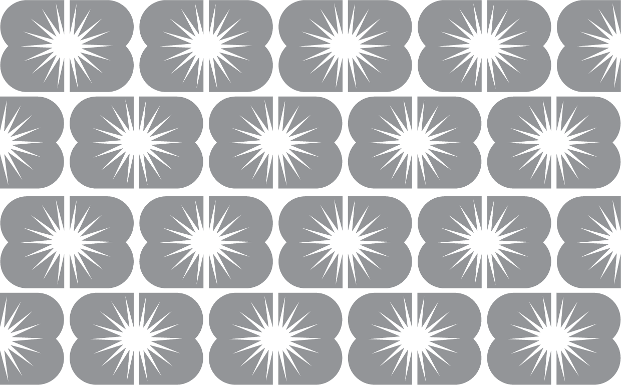 Repeating brand pattern — tiled sunburst 'B' motif for textiles, booth panels, and wraps
