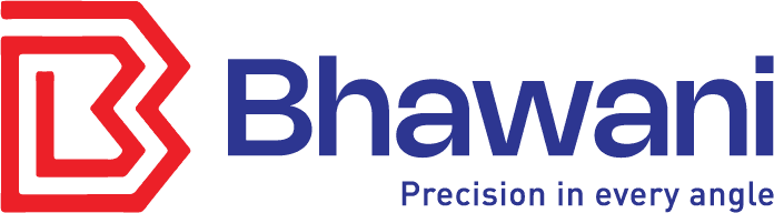 Light version — red 'B' mark with indigo blue wordmark and tagline on white