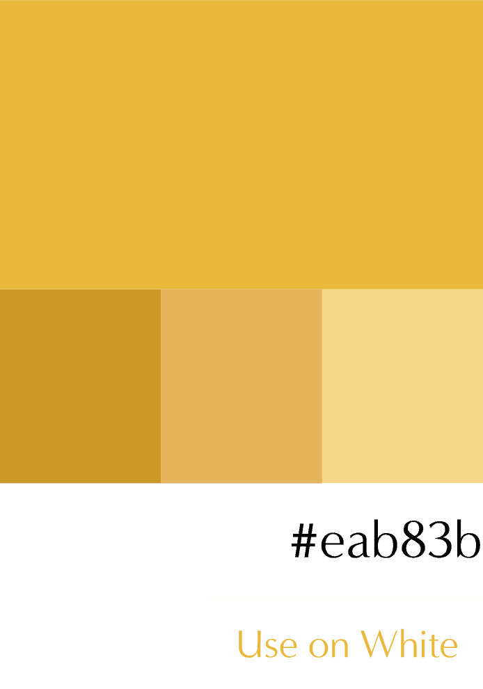 Brand gold #eab83b — primary accent color with darker and lighter tonal variants, designated for use on white