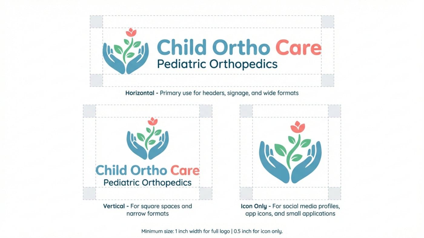 Logo system — horizontal, vertical, and icon variations