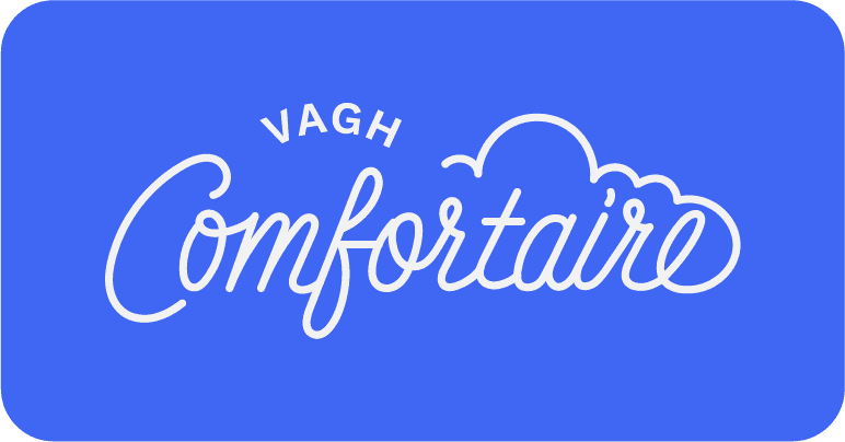 Reversed logo — white script on Ultramarine Blue background for packaging and signage