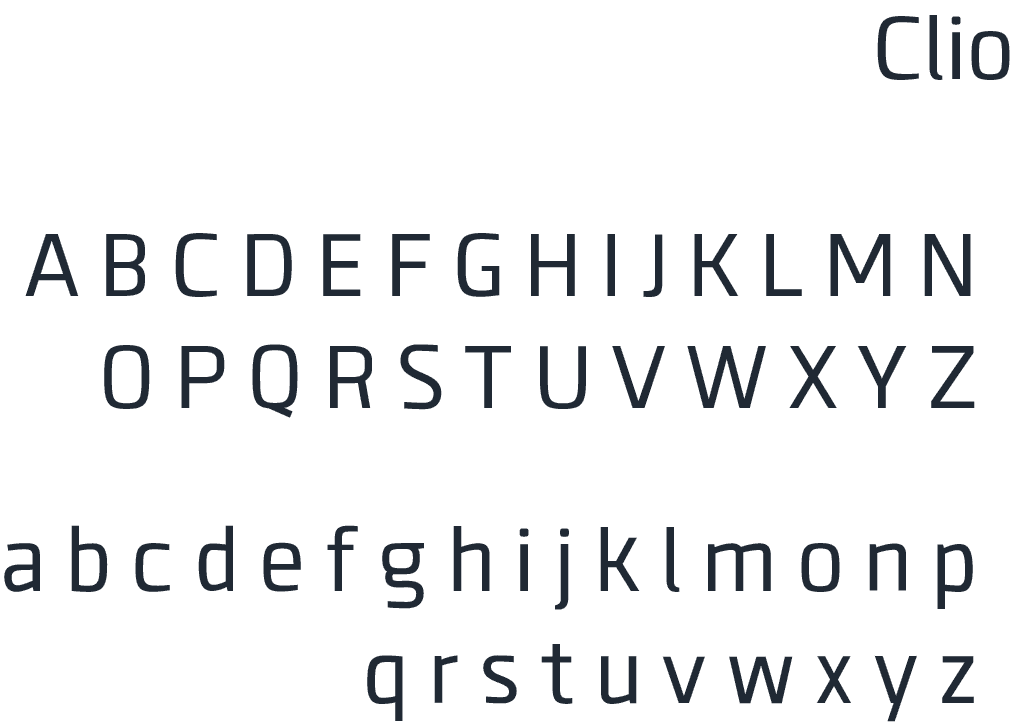 Secondary typeface -- Clio, a rounded mono-width sans-serif for technical applications