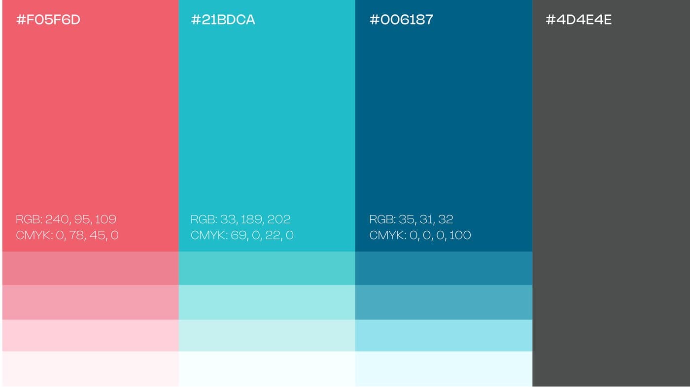 Color palette — teal, coral, and supporting shades