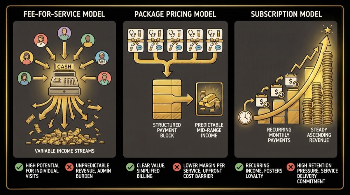 Clinic Revenue Models Explained: Fee-for-Service vs Package vs Subscription