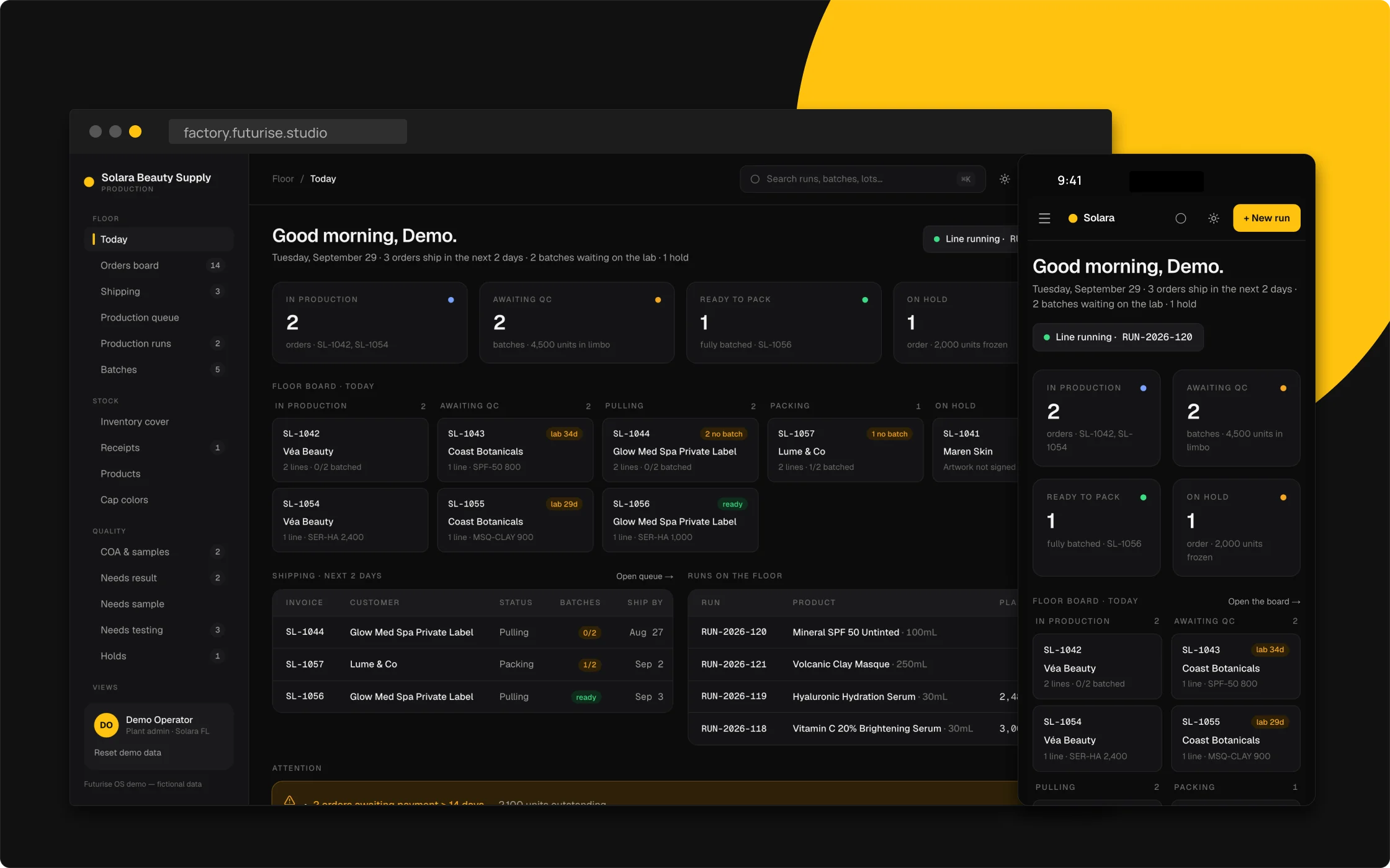 Futurise Factory: production tracker demo