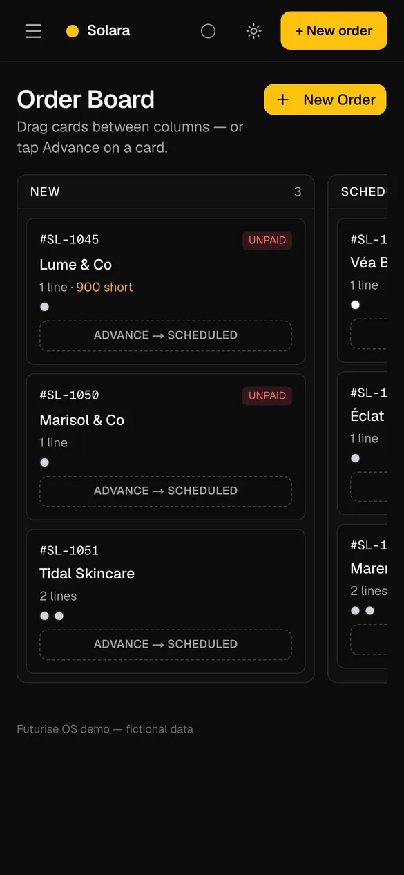The same board on a phone