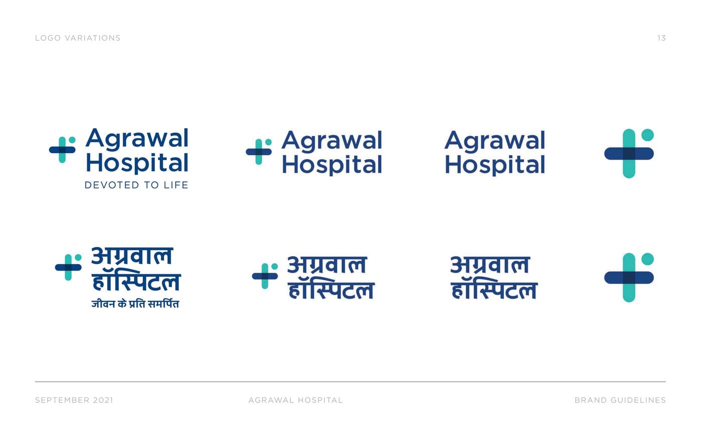 Bilingual logo system — English and Hindi with tagline variants