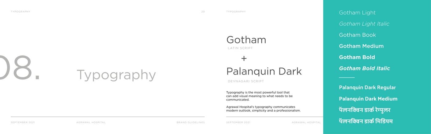 Typography system — Gotham and Palanquin Dark