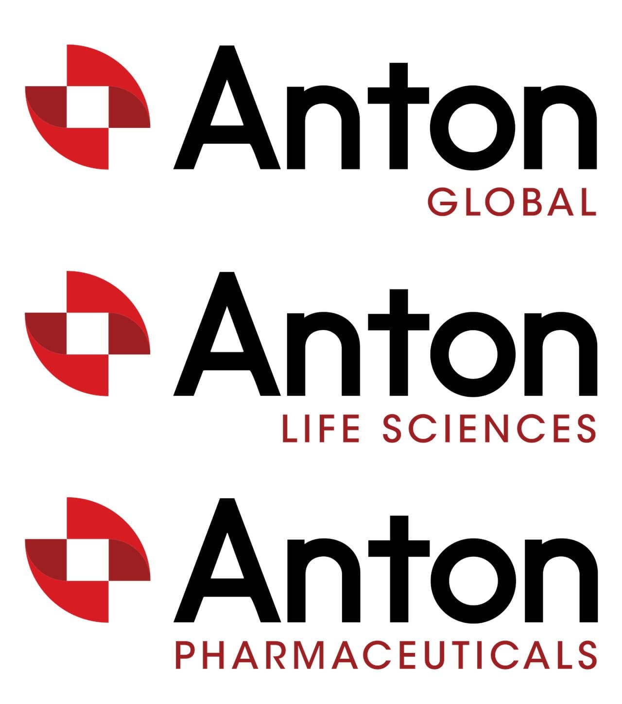 Sub-brand system — Anton Global, Life Sciences, and Pharmaceuticals