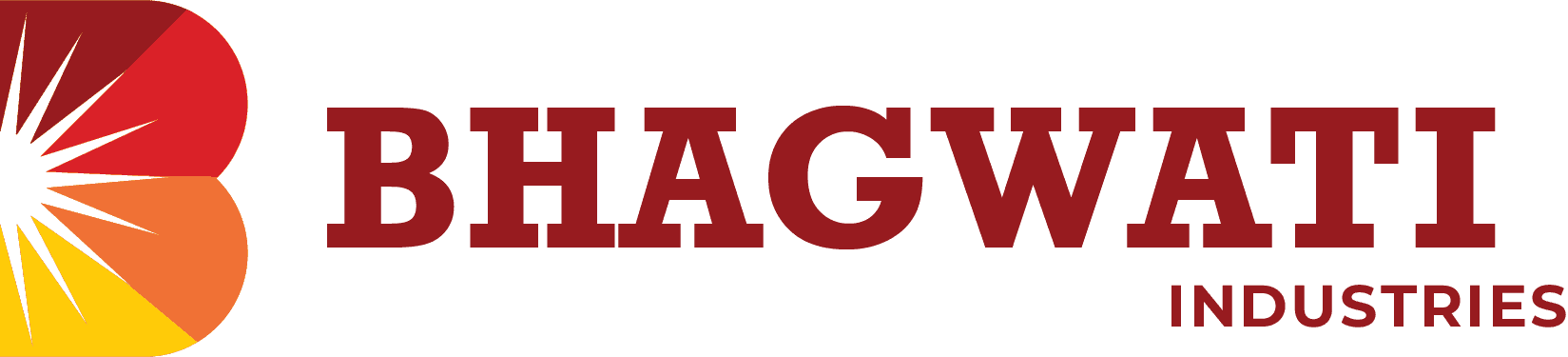 Primary horizontal lockup — 'B' mark with Rockwell slab-serif 'BHAGWATI INDUSTRIES' wordmark