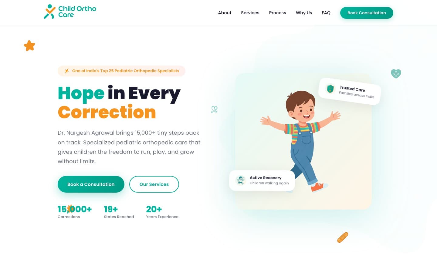 Live website — child-friendly pediatric orthopedic practice site