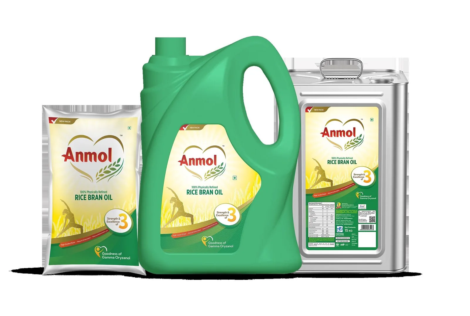 Anmol rice bran oil packaging range