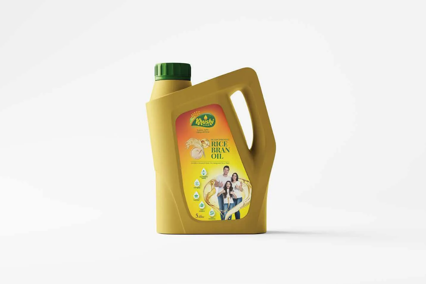 Khushi Gold rice bran oil can