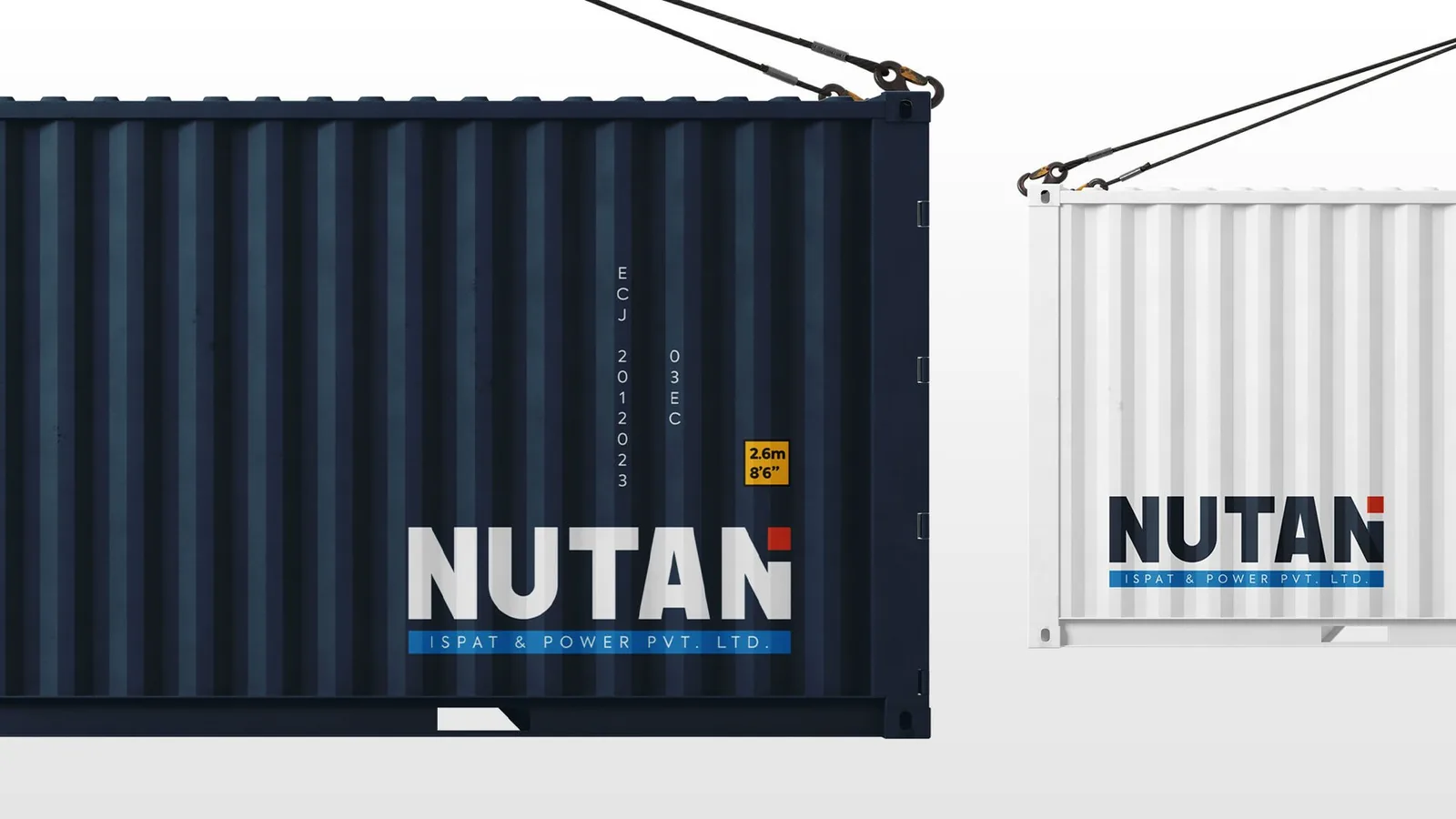 Nutan Ispat and Power identity on shipping containers