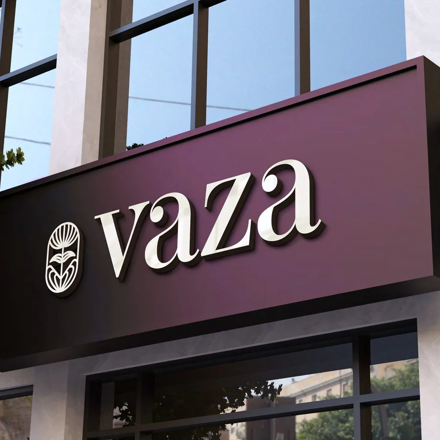Vaza: the name on the shop fascia, identity by Futurise