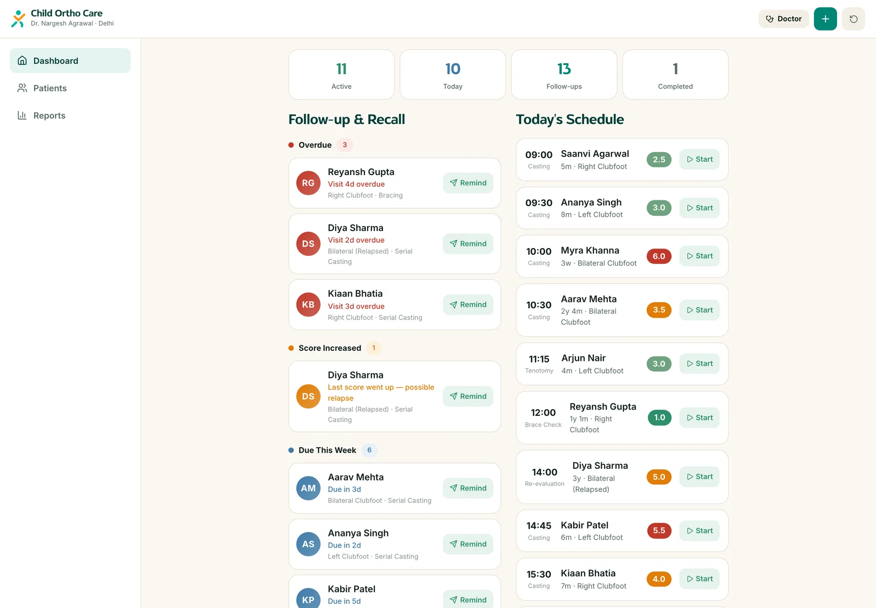 ChildOrtho Care clinical tracker