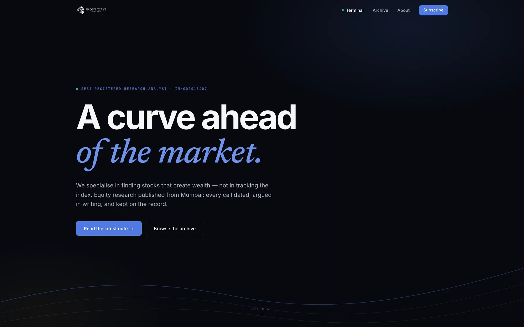 Front Wave Research member terminal